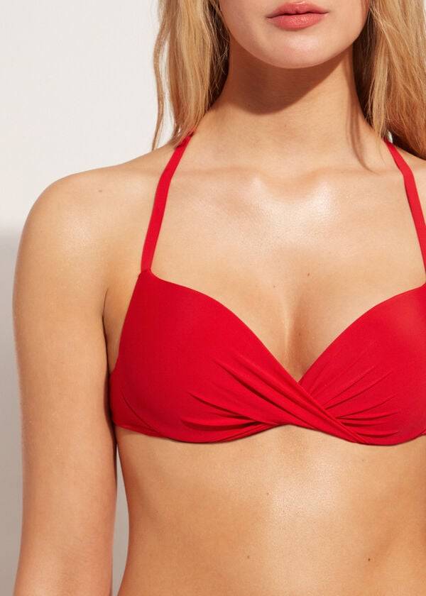 dámské červené bikinové vršky calzedonia soft graduated super padded push-up indonesia