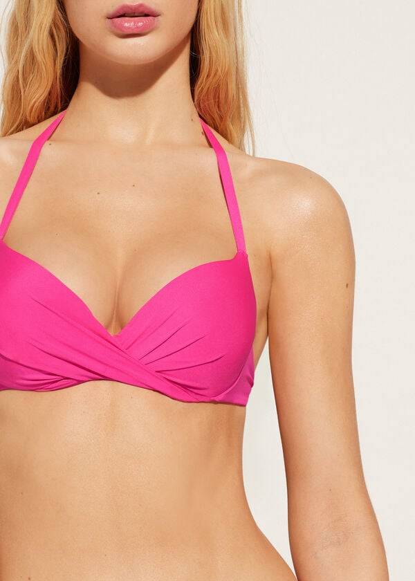 dámské bikinové vršky calzedonia soft graduated super padded push-up indonesia eco růžové