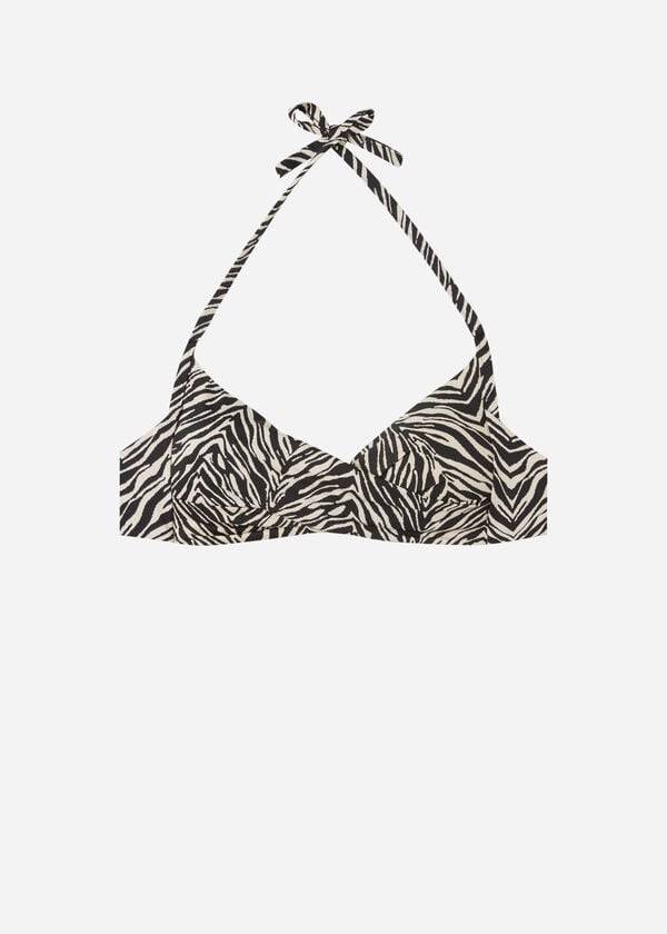 dámský černý trojúhelníkový bikinový top calzedonia nairobi s měkkou vycpávkou