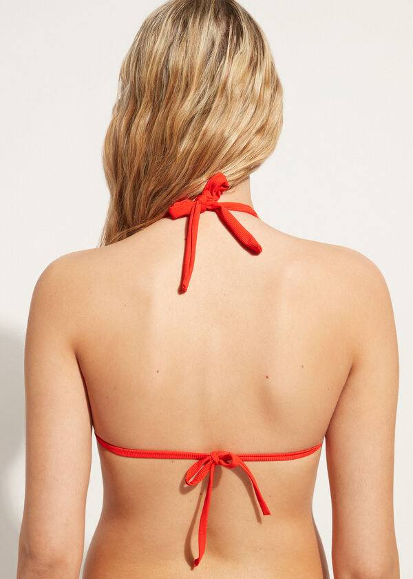 dámské bikinové vršky calzedonia string triangle berlino v červené barvě
