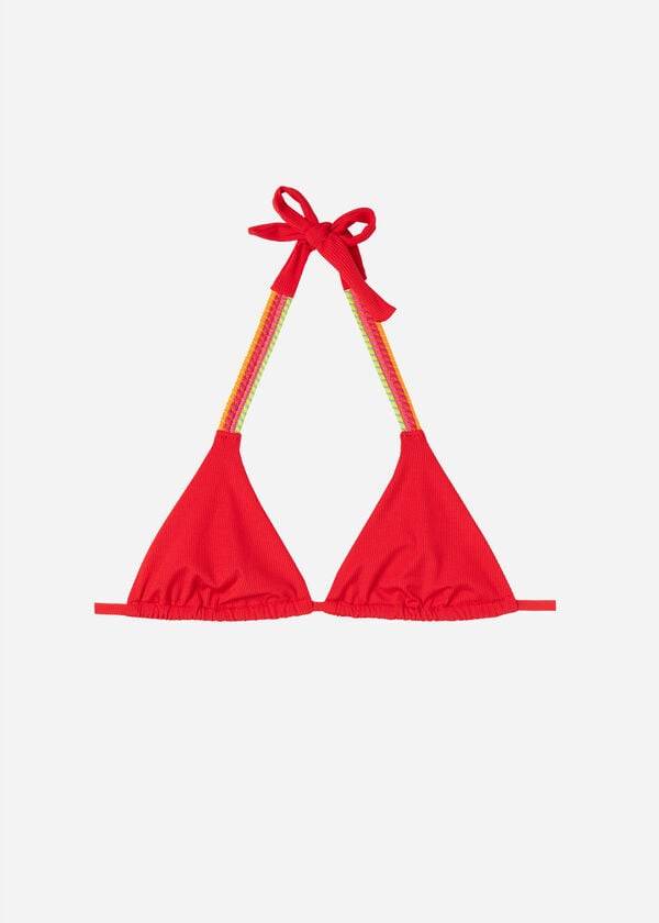 dámské bikinové vršky calzedonia string triangle berlino v červené barvě