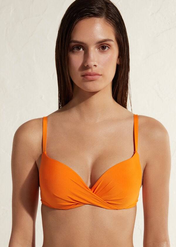 oranžové dámské ekologické bikiny calzedonia super padded push up indonesia