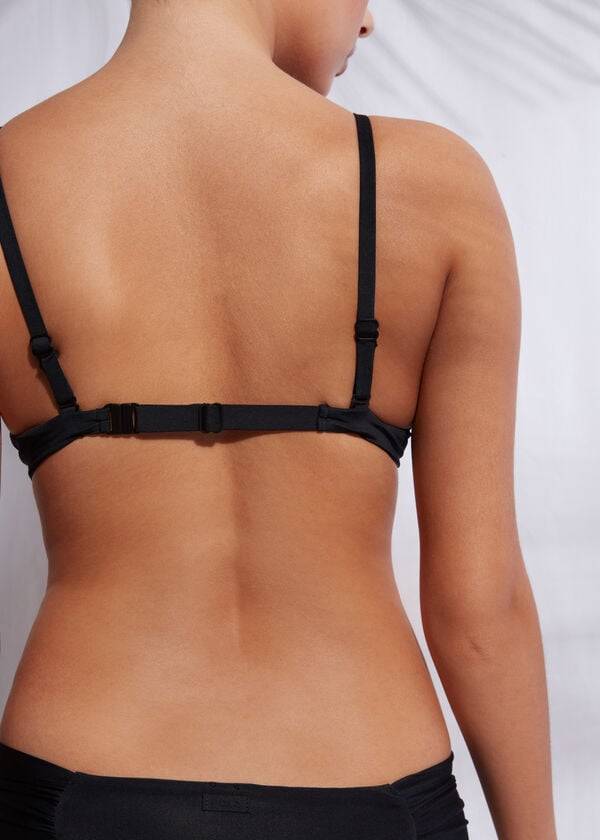 dámský černý top s push-up podprsenkou calzedonia super padded indonesia eco cobey