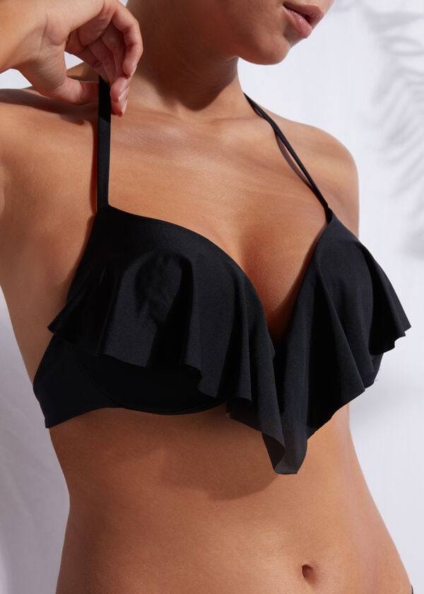 dámský černý top s push-up podprsenkou calzedonia super padded indonesia eco cobey