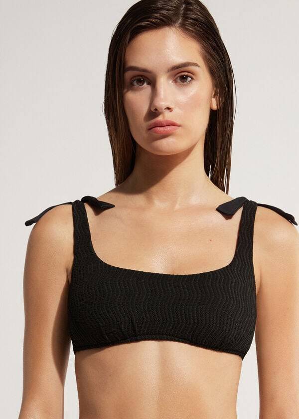 dámské bikinové vršky calzedonia tank mykonos v černé barvě