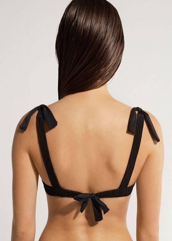 dámské bikinové vršky calzedonia tank mykonos v černé barvě
