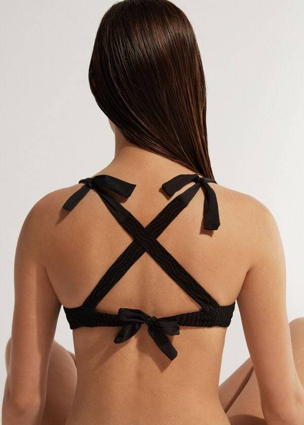 dámské bikinové vršky calzedonia tank mykonos v černé barvě