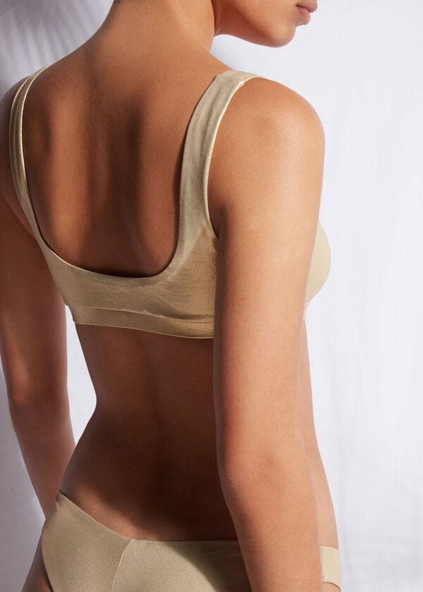 dámské bikinové vršky calzedonia tank style palm bay zlaté barvy