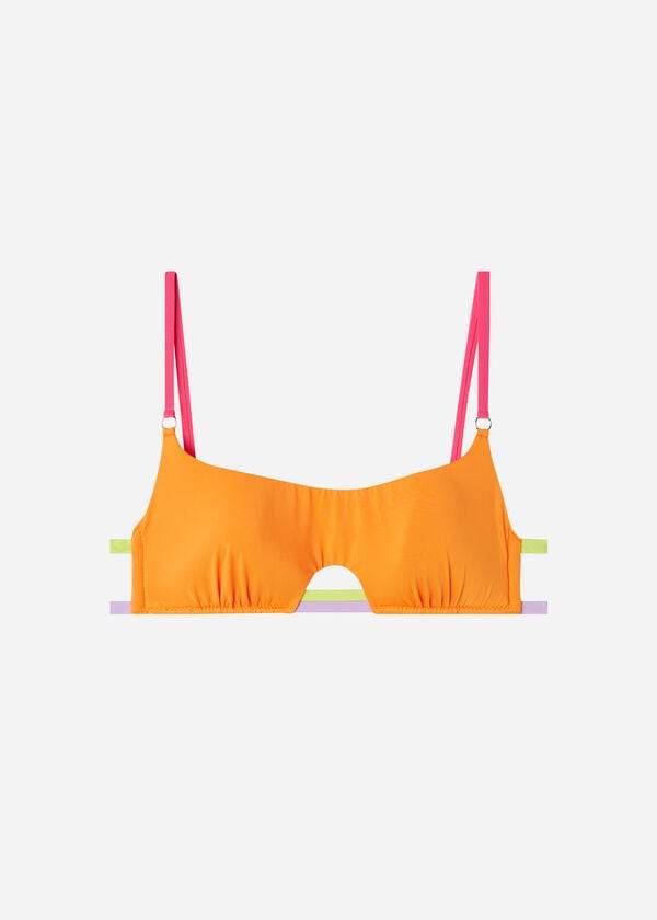 dámský oranžový vrchní díl bikin calzedonia tank tokyo eco