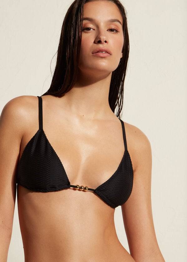Černé dámské bikinové vršky calzedonia triangle string casablanca