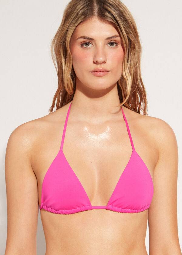 růžové dámské calzedonia triangle string indonesia eco rosa topy do bikin