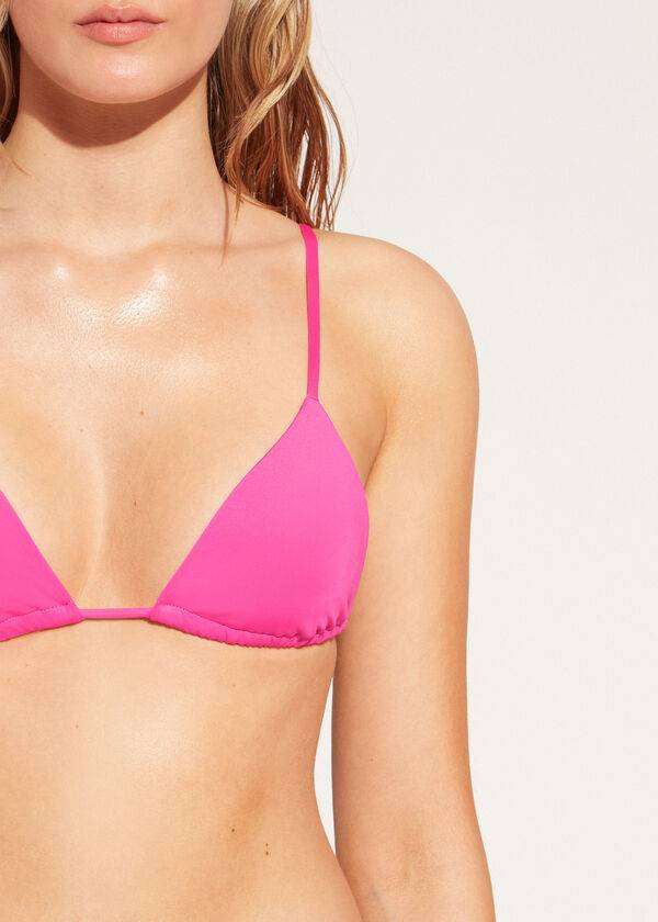 růžové dámské calzedonia triangle string indonesia eco rosa topy do bikin
