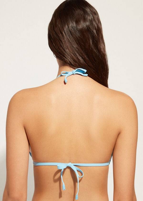 dámské modré bikinové vršky calzedonia triangle string islamorada