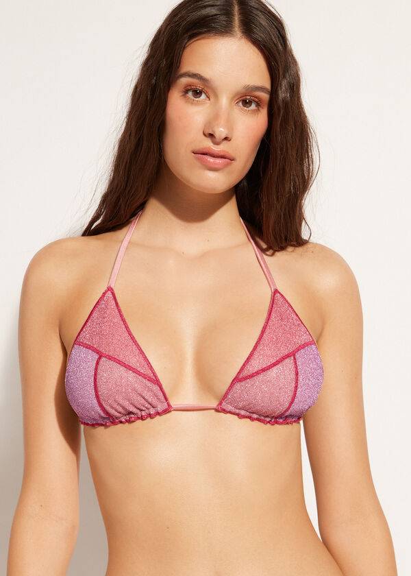 růžové dámské bikinové vršky calzedonia triangle string lisbona