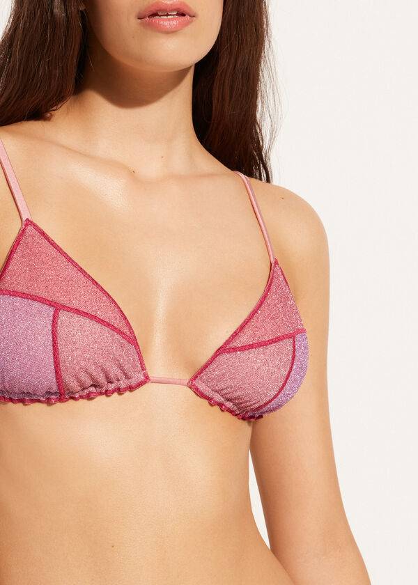 růžové dámské bikinové vršky calzedonia triangle string lisbona