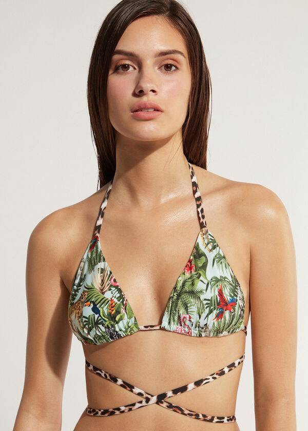 zelené dámské ekologické bikinové vršky calzedonia triangle string nairobi