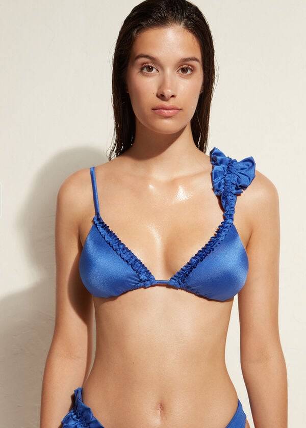 dámské bikinové vršky calzedonia triangle string vienna modré