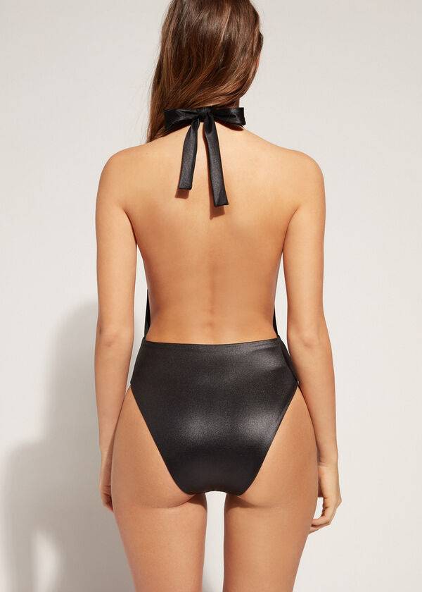 Černé dámské jednodílné plavky calzedonia milano